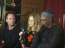 Jennifer Jason Leigh with Walton Goggins and Samuel L Jackson at Monkey Bar